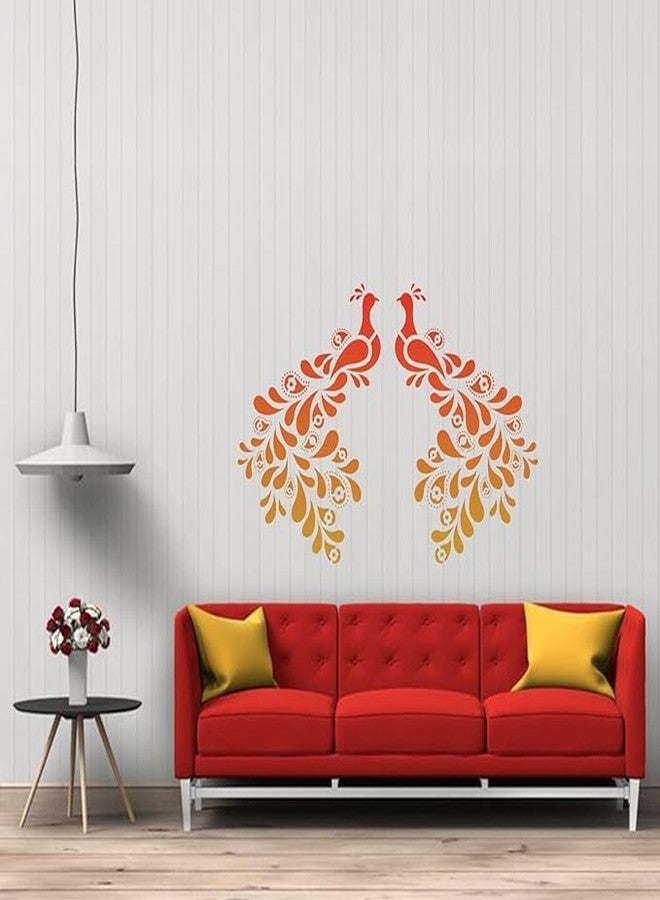 StenCart DrapingTail Peacock Pack of 2 Stencil for Wall Painting Home DIY Reusable Wall Stencil Design for Wall Decoration (16-inch x 24 inch) - Combo of 2 - Image 4